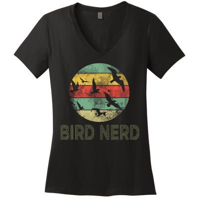 Retro Vintage Birding Bird Watching Funny Bird Watcher Women's V-Neck T-Shirt