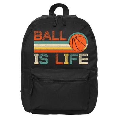 Retro Vintage Ball Is Life Basketball Fans Lover 16 in Basic Backpack