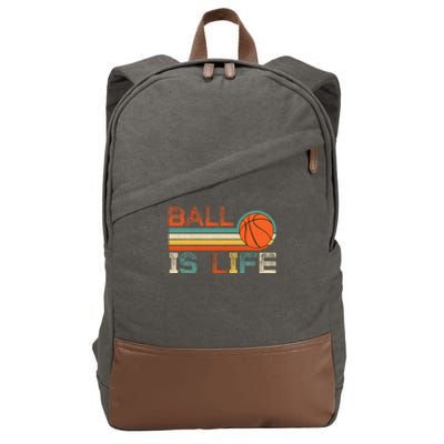 Retro Vintage Ball Is Life Basketball Fans Lover Cotton Canvas Backpack