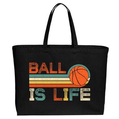 Retro Vintage Ball Is Life Basketball Fans Lover Cotton Canvas Jumbo Tote