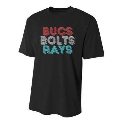 Retro Vintage Bucs Bolts Rays Youth Performance Sprint T-Shirt