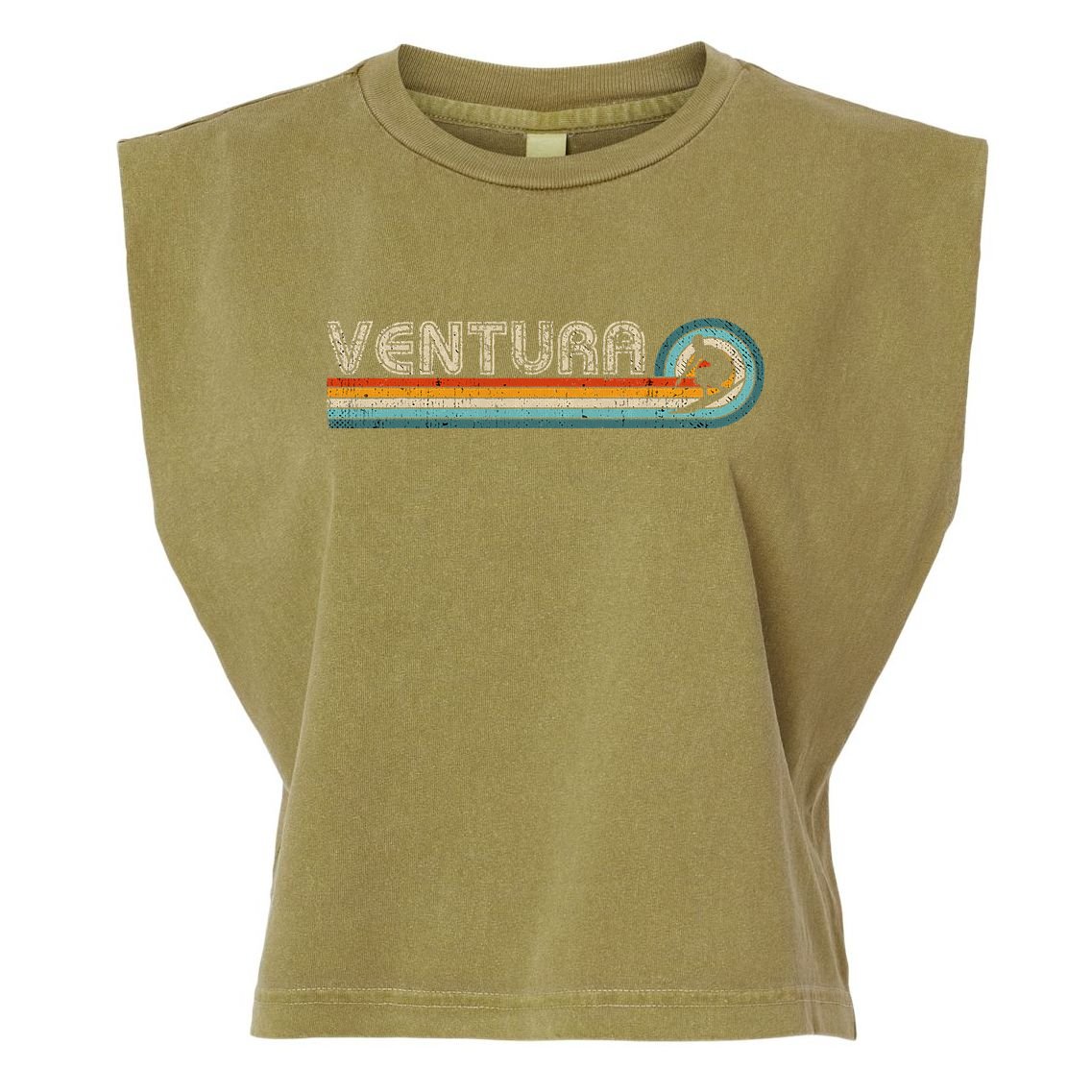 Retro Ventura California Surfing Outfit 1980s Ventura Garment-Dyed Women's Muscle Tee