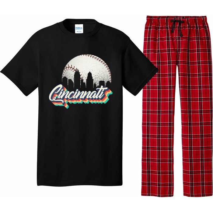 Retro Vintage Cincinnati City Baseball Lovers Baseball Fans Pajama Set