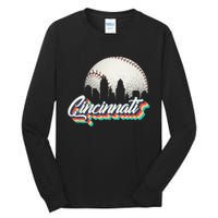 Retro Vintage Cincinnati City Baseball Lovers Baseball Fans Tall Long Sleeve T-Shirt