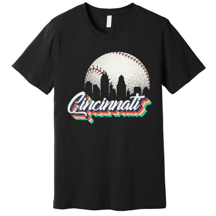 Retro Vintage Cincinnati City Baseball Lovers Baseball Fans Premium T-Shirt