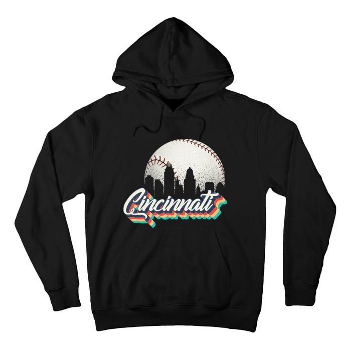 Retro Vintage Cincinnati City Baseball Lovers Baseball Fans Tall Hoodie