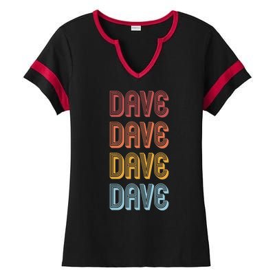 Retro Vintage Custom Name Dave Ladies Halftime Notch Neck Tee