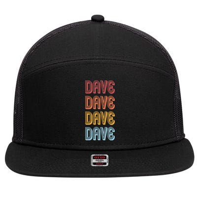 Retro Vintage Custom Name Dave 7 Panel Mesh Trucker Snapback Hat