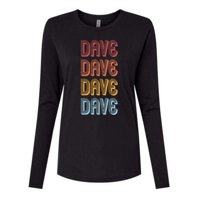 Retro Vintage Custom Name Dave Womens Cotton Relaxed Long Sleeve T-Shirt