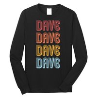 Retro Vintage Custom Name Dave Long Sleeve Shirt