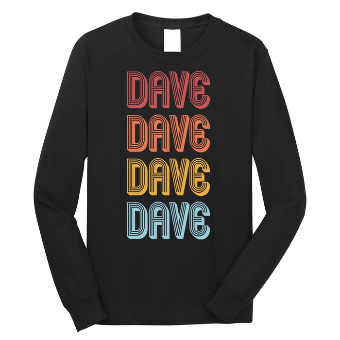 Retro Vintage Custom Name Dave Long Sleeve Shirt