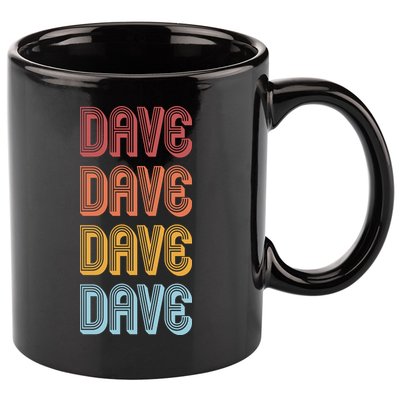 Retro Vintage Custom Name Dave 11oz C Handle Ceramic Mug