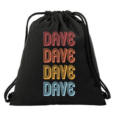 Retro Vintage Custom Name Dave Drawstring Bag