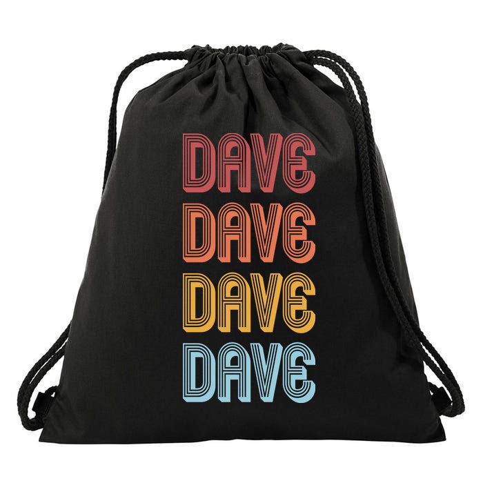 Retro Vintage Custom Name Dave Drawstring Bag