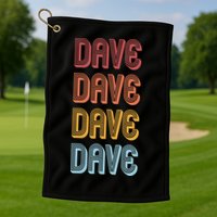 Retro Vintage Custom Name Dave Golf Towel
