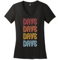 Retro Vintage Custom Name Dave Women's V-Neck T-Shirt