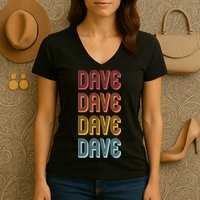 Retro Vintage Custom Name Dave Women's V-Neck T-Shirt