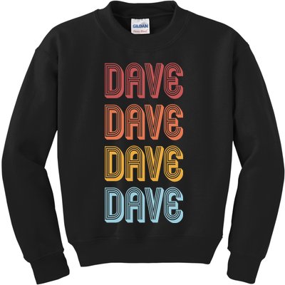 Retro Vintage Custom Name Dave Kids Sweatshirt