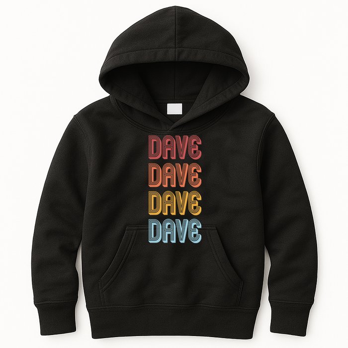 Retro Vintage Custom Name Dave Kids Hoodie