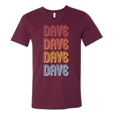 Retro Vintage Custom Name Dave V-Neck T-Shirt