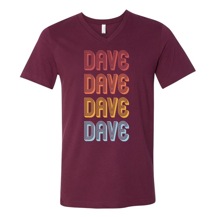 Retro Vintage Custom Name Dave V-Neck T-Shirt