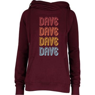 Retro Vintage Custom Name Dave Womens Funnel Neck Pullover Hood