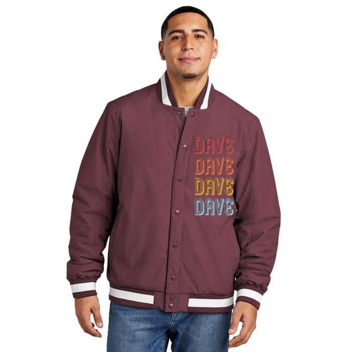 Retro Vintage Custom Name Dave Insulated Varsity Jacket