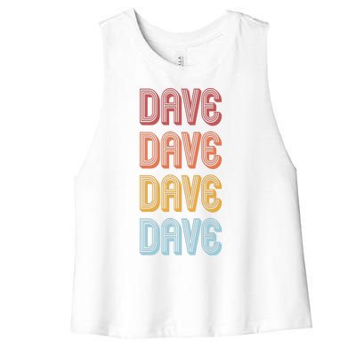 Retro Vintage Custom Name Dave Women's Racerback Cropped Tank