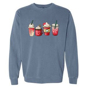 Retro Valentine Coffee Heart Valentine Mugs Coffee Lover Garment-Dyed Sweatshirt