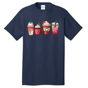 Retro Valentine Coffee Heart Valentine Mugs Coffee Lover Tall T-Shirt