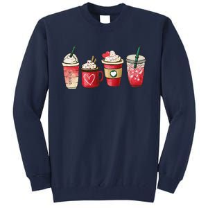 Retro Valentine Coffee Heart Valentine Mugs Coffee Lover Tall Sweatshirt