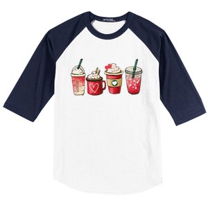 Retro Valentine Coffee Heart Valentine Mugs Coffee Lover Baseball Sleeve Shirt