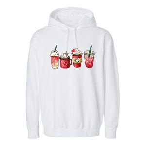 Retro Valentine Coffee Heart Valentine Mugs Coffee Lover Garment-Dyed Fleece Hoodie