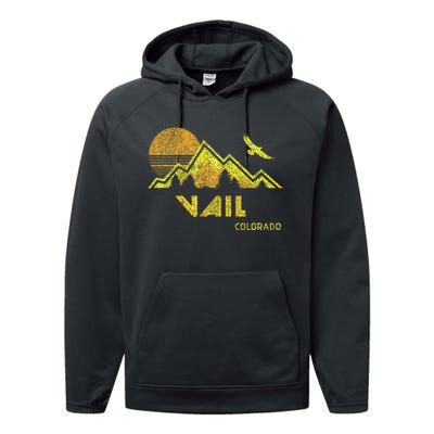 Retro Vail Colorado Distressed Home Performance Fleece Hoodie