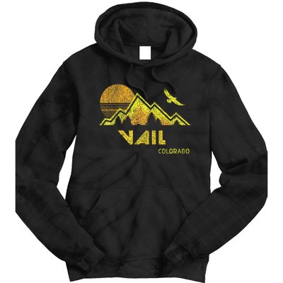 Retro Vail Colorado Distressed Home Tie Dye Hoodie