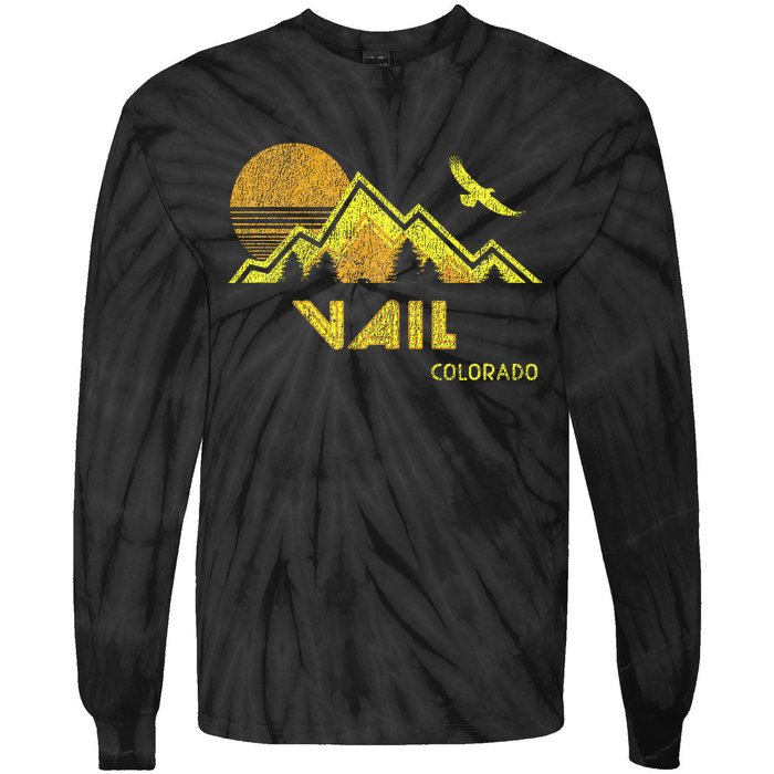 Retro Vail Colorado Distressed Home Tie-Dye Long Sleeve Shirt