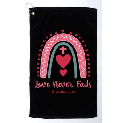 Religious Valentines Christian Love Never Fails Rainbow Great Gift Platinum Collection Golf Towel