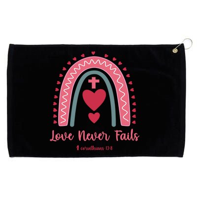 Religious Valentines Christian Love Never Fails Rainbow Great Gift Grommeted Golf Towel