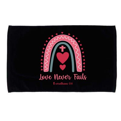 Religious Valentines Christian Love Never Fails Rainbow Great Gift Microfiber Hand Towel