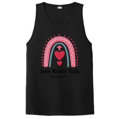 Religious Valentines Christian Love Never Fails Rainbow Gift PosiCharge Competitor Tank