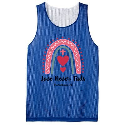 Religious Valentines Christian Love Never Fails Rainbow Gift Mesh Reversible Basketball Jersey Tank