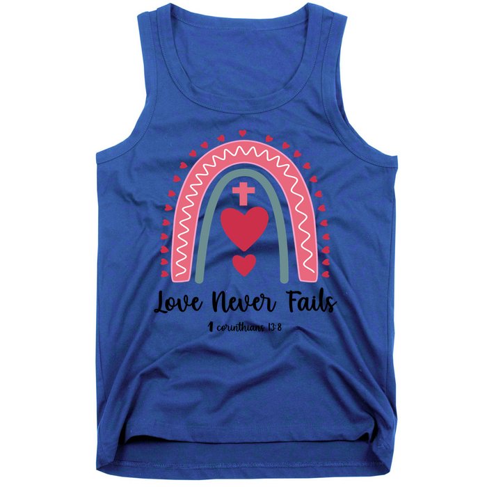 Religious Valentines Christian Love Never Fails Rainbow Gift Tank Top