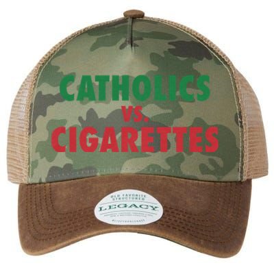 Retro Vintage Catholics Vs Cigarettes Funny Saying Legacy Tie Dye Trucker Hat