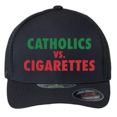 Retro Vintage Catholics Vs Cigarettes Funny Saying Flexfit Unipanel Trucker Cap