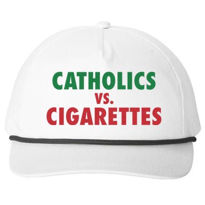 Retro Vintage Catholics Vs Cigarettes Funny Saying Snapback Five-Panel Rope Hat