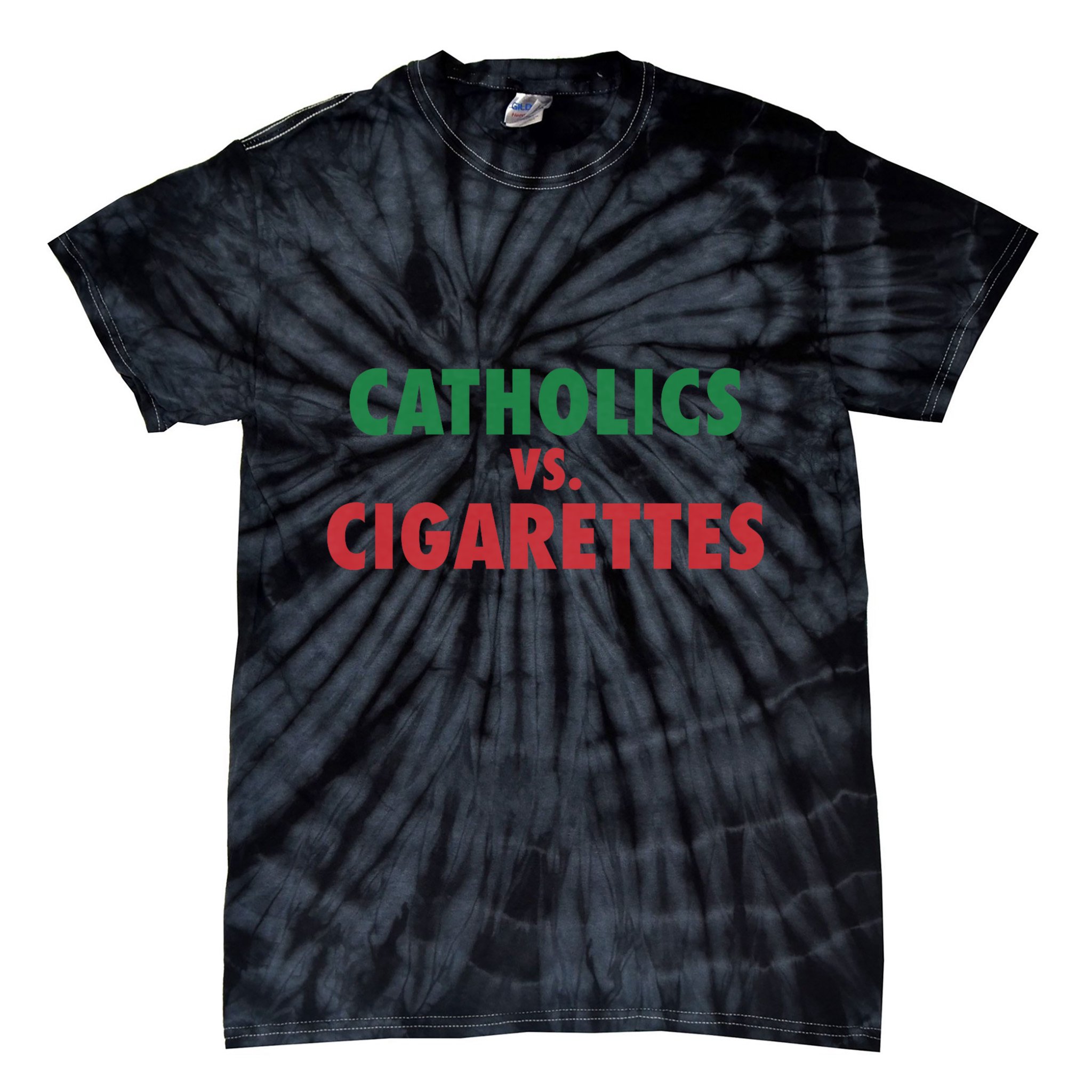 Retro Vintage Catholics Vs Cigarettes Funny Saying Tie-Dye T-Shirt