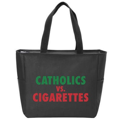 Retro Vintage Catholics Vs Cigarettes Funny Saying Zip Tote Bag