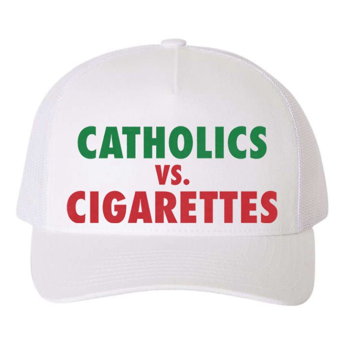 Retro Vintage Catholics Vs Cigarettes Funny Saying Yupoong Adult 5-Panel Trucker Hat