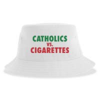 Retro Vintage Catholics Vs Cigarettes Funny Saying Sustainable Bucket Hat