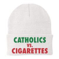 Retro Vintage Catholics Vs Cigarettes Funny Saying Knit Cap Winter Beanie